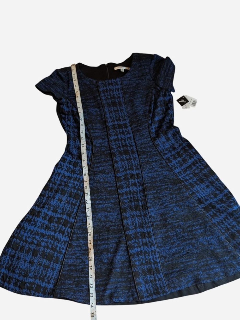 Sandra Darren Blue & Black Fit-and-Flare Mini Dress - Picture 3 of 9
